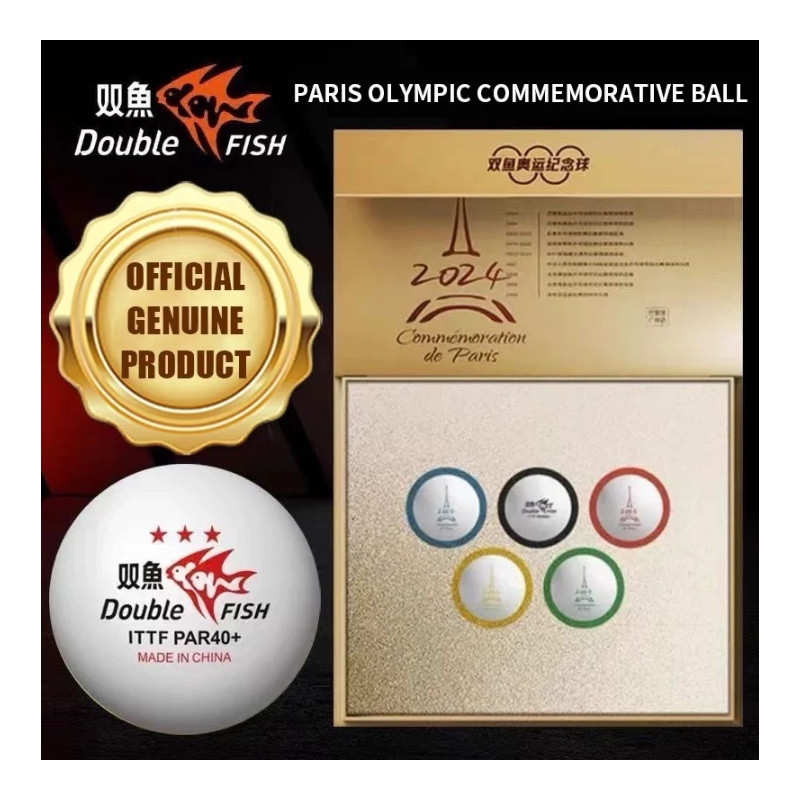Double Fish Olympic Commemorative Table Tennis Balls (Pack of 5)