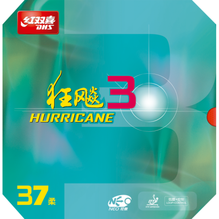 DHS NEO HURRICANE 3 Table Tennis Rubber 2.1mm H37 RED