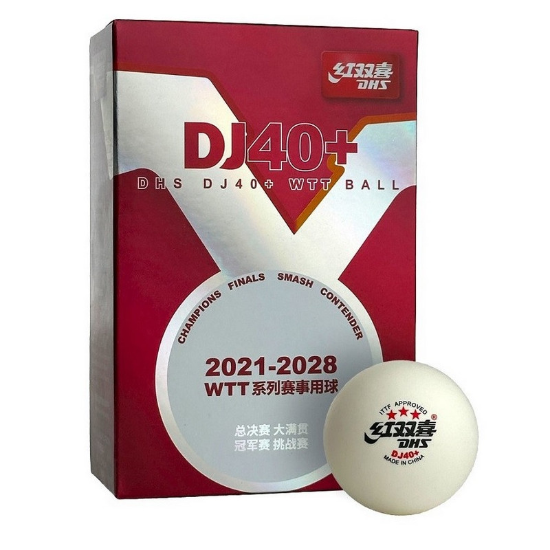 DHS 3-Star DJ40+ 2021-2028 WTT Ball (pack of 6 balls)
