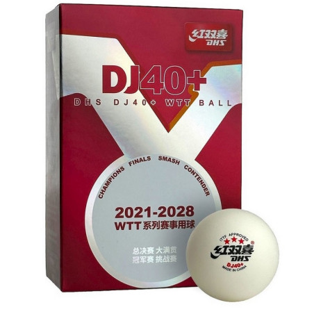 DHS 3-Star DJ40+ 2021-2028 WTT Ball (pack of 6 balls)