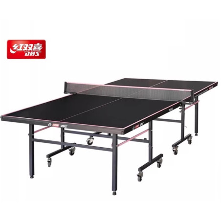 DHS T2033 Two Piece Folding Table Tennis Table 18MM Black with Pink edge