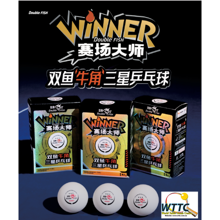 Double Fish Winner Table Tennis Balls 3 Stars Win40+ (Pack of 6)