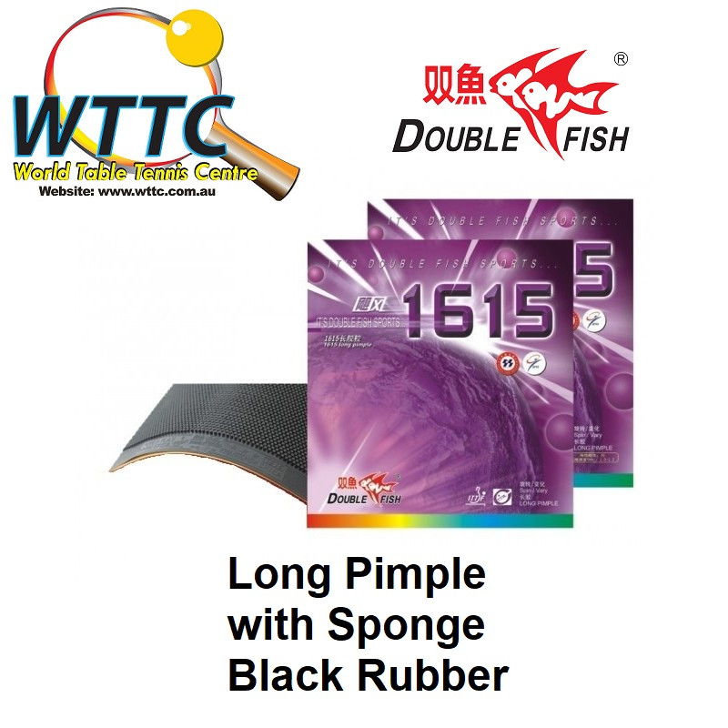 Double Fish 1615 Long Pimple Rubber with Sponge Black
